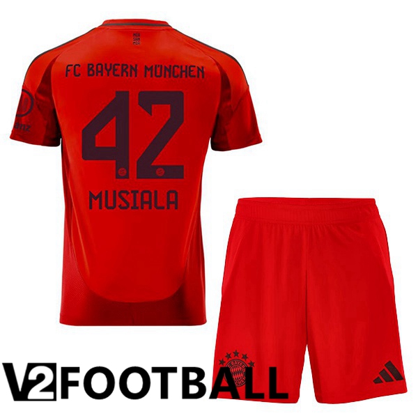 Bayern Munich (Musiala 42) Kids Home Soccer Shirt Red 2024/2025