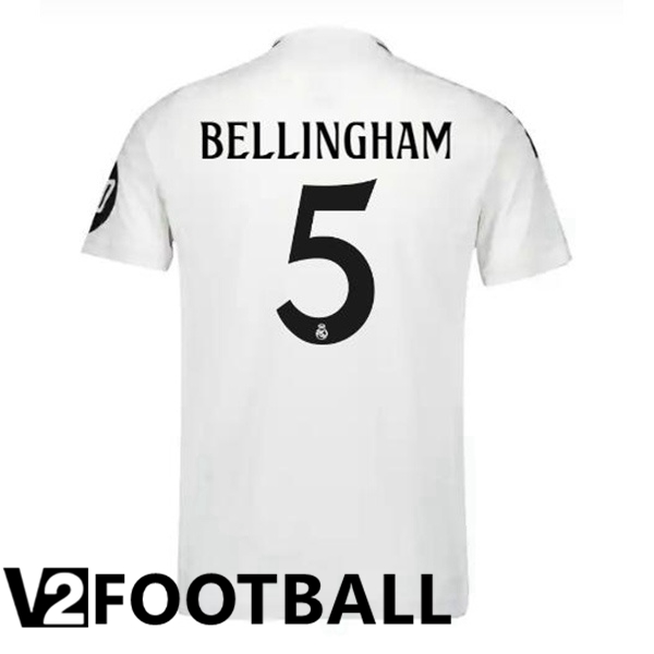 Real Madrid (Bellingham 5) Home Soccer Shirt White 2024/2025