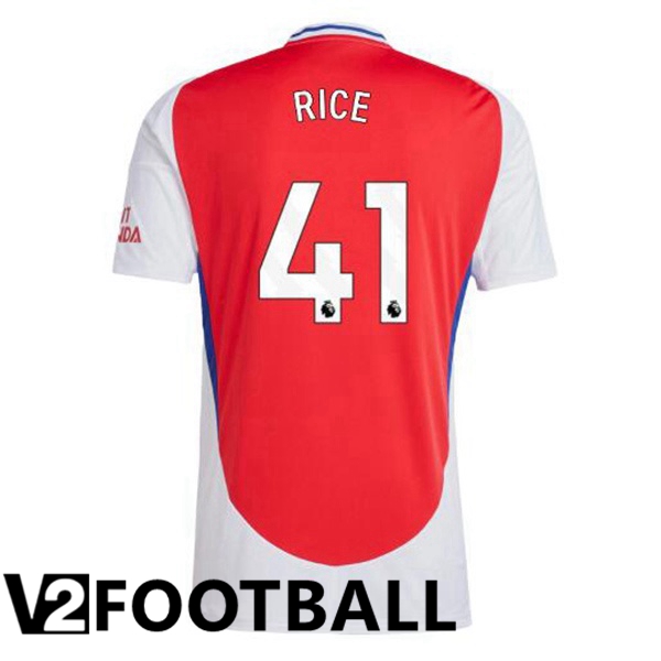 Arsenal (RICE 41) Home Soccer Shirt Red White 2024/2025