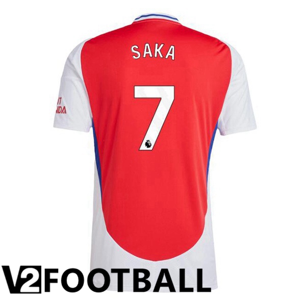 Arsenal (SAKA 7) Home Soccer Shirt Red White 2024/2025