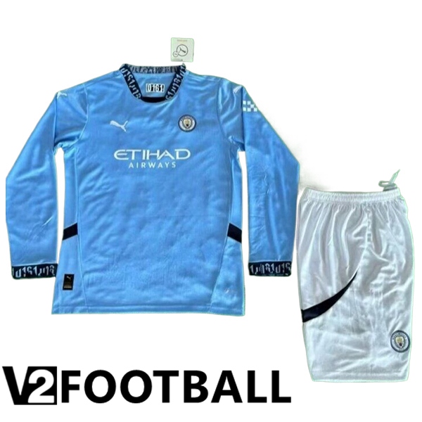 Manchester City Kids Home Soccer Shirt Long sleeve 2024/2025