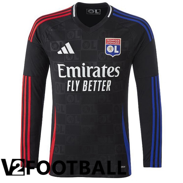 lyon OL Away Soccer Shirt Long sleeve Black 2024/2025