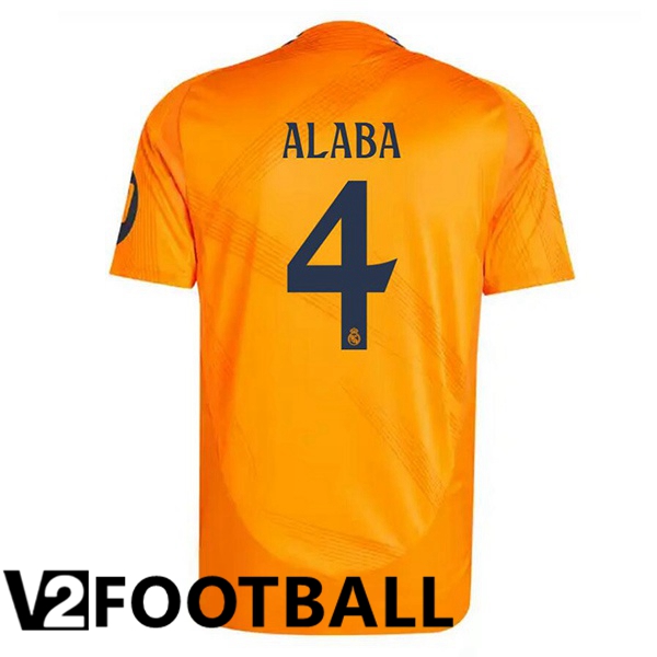 Real Madrid (Alaba 4) Away Soccer Shirt Orange 2024/2025