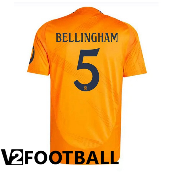 Real Madrid (Bellingham 5) Away Soccer Shirt Orange 2024/2025