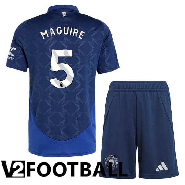 Manchester United (Maguire 5) Kids Away Soccer Shirt Blue 2024/2025