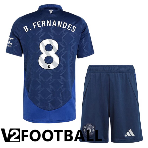 Manchester United (B.Fernandes 8) Kids Away Soccer Shirt Blue 2024/2025