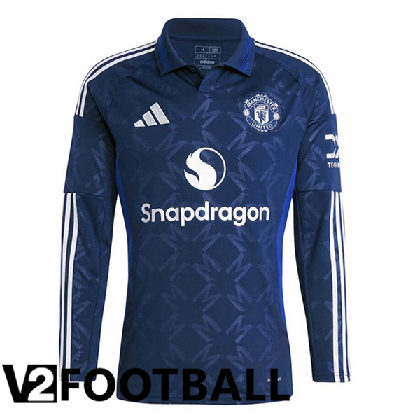 Manchester United Away Soccer Shirt Long sleeve Blue 2024/2025