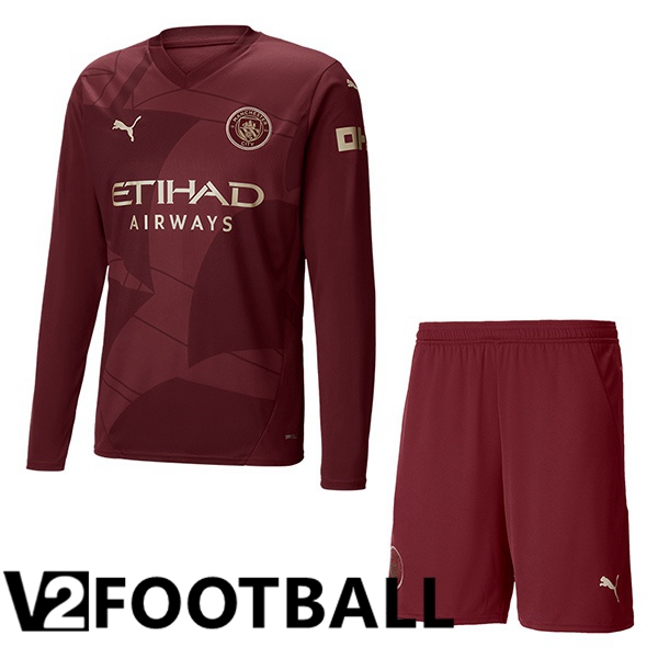 Manchester City Kids Third Soccer Shirt Long sleeve Brown 2024/2025