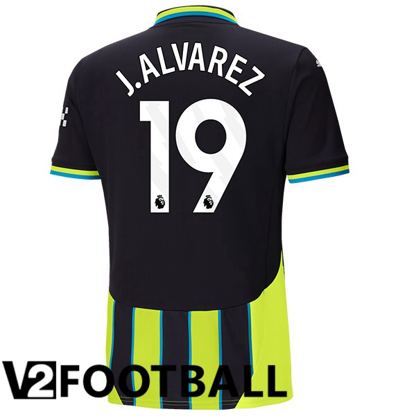 Manchester City (Julián Álvarez 19) Away Soccer Shirt Green Black 2024/2025