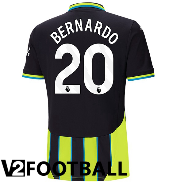 Manchester City (Bernardo Silva 20) Away Soccer Shirt Green Black 2024/2025