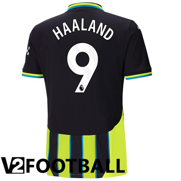 Manchester City (Erling Haaland 9) Away Soccer Shirt Green Black 2024/2025