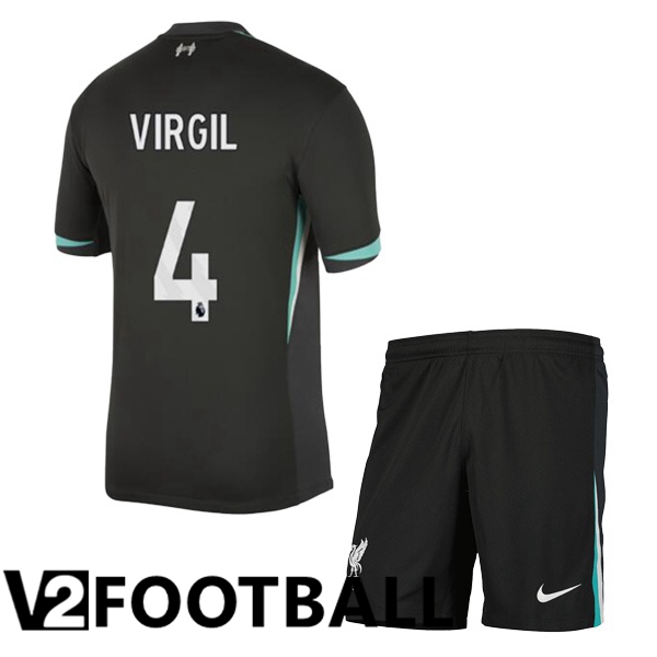 FC Liverpool (VIRGIL 4) Kids Away Soccer Shirt Black 2024/2025