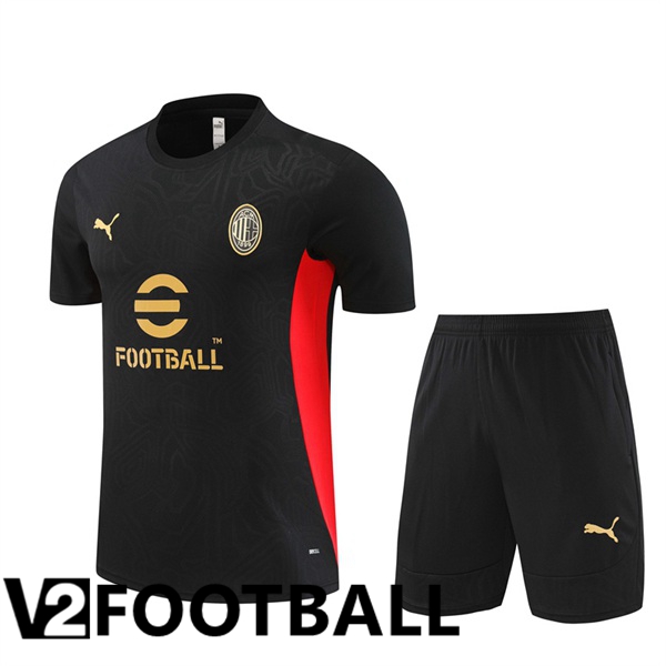 AC Milan kit Training T Shirt + Shorts Black 2024/2025