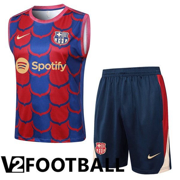 FC Barcelona Gilet Soccer + Shorts Red Blue 2024/2025