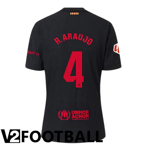 FC Barcelona (R. ARAUJO 4) Away Soccer Shirt Black 2024/2025