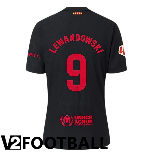 FC Barcelona (LEWANDOWSKI 9) Away Soccer Shirt Black 2024/2025