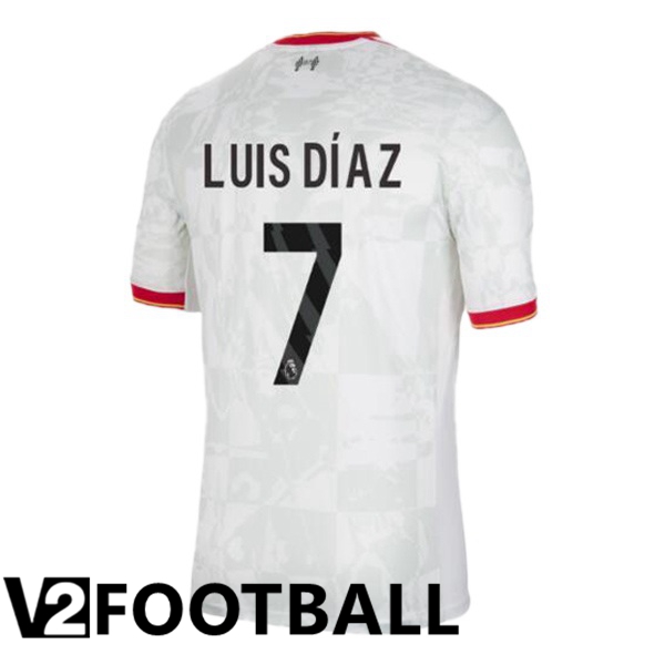 FC Liverpool (LUIS DÍAZ 7) Third Soccer Shirt White 2024/2025