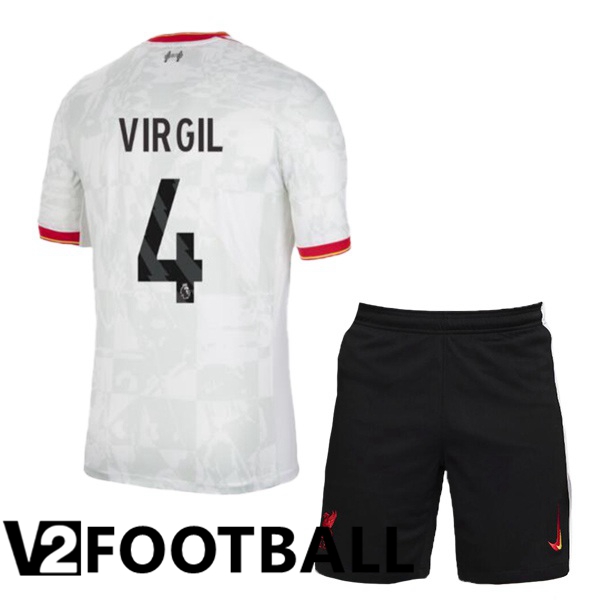 FC Liverpool (VIRGIL 4) Kids Third Soccer Shirt White 2024/2025