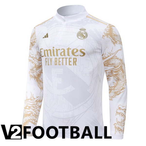 Real Madrid Training Sweatshirt White Yellow 2024/2025