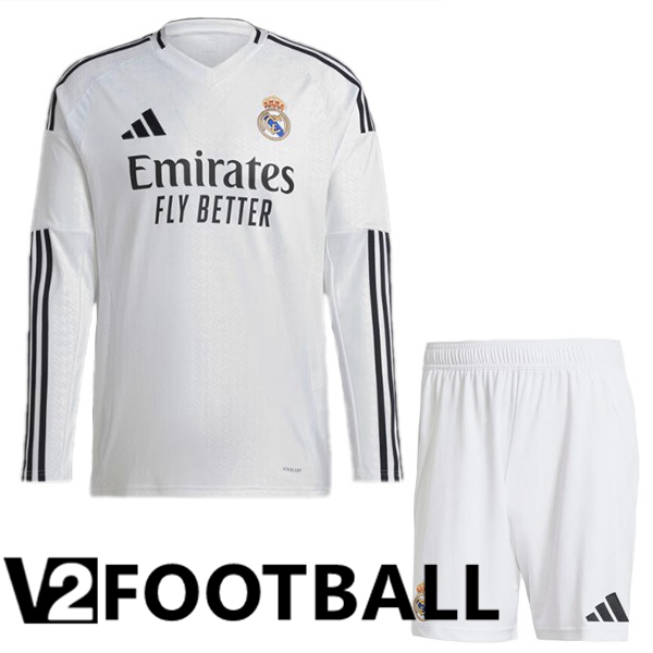 Real Madrid Kids Home Soccer Shirt Long sleeve White 2024/2025