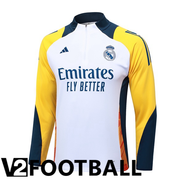 Real Madrid Training Sweatshirt White Yellow 2024/2025