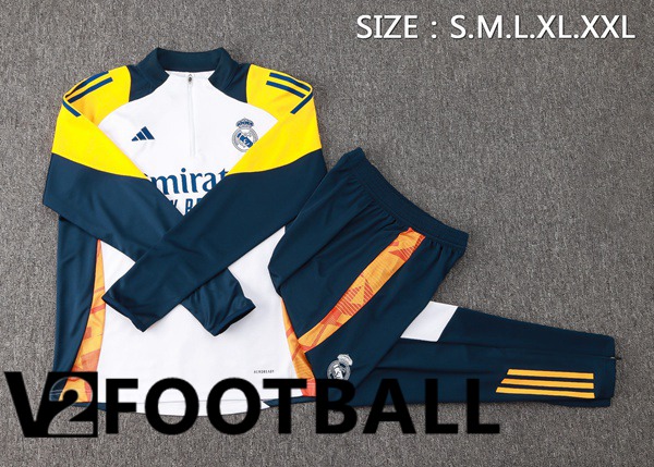 Real Madrid kit Training Tracksuit White Yellow 2024/2025