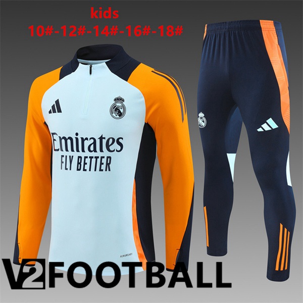 Real Madrid Kids kit Training Tracksuit Yellow Grey 2024/2025