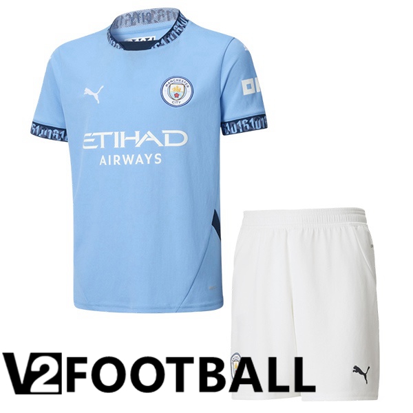 Manchester City Kids Home Soccer Shirt Blue 2024/2025
