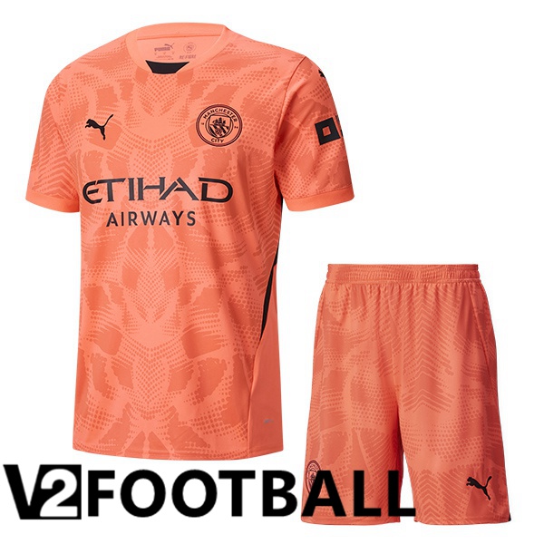 Manchester City Kids Goalkeeper Soccer Shirt Pink 2024/2025