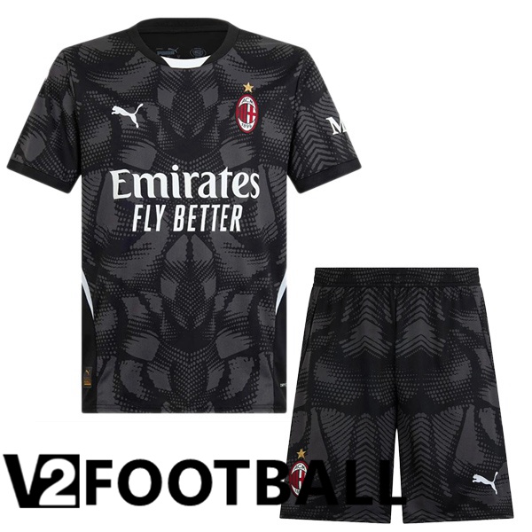 AC Milan Kids Goalkeeper Soccer Shirt Black 2024/2025
