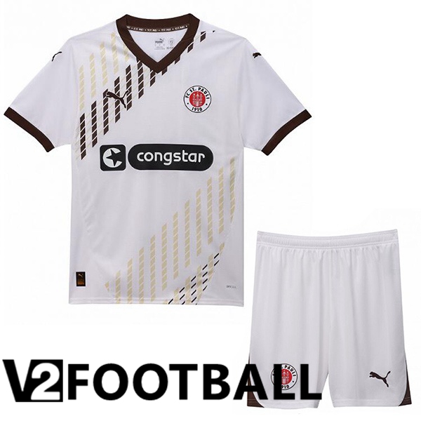 FC St. Pauli Kids Away Soccer Shirt White 2024/2025