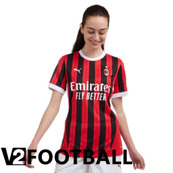 AC Milan Women Home Soccer Shirt Red Black 2024/2025