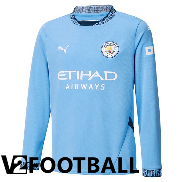 Manchester City Home Soccer Shirt Long sleeve Blue 2024/2025