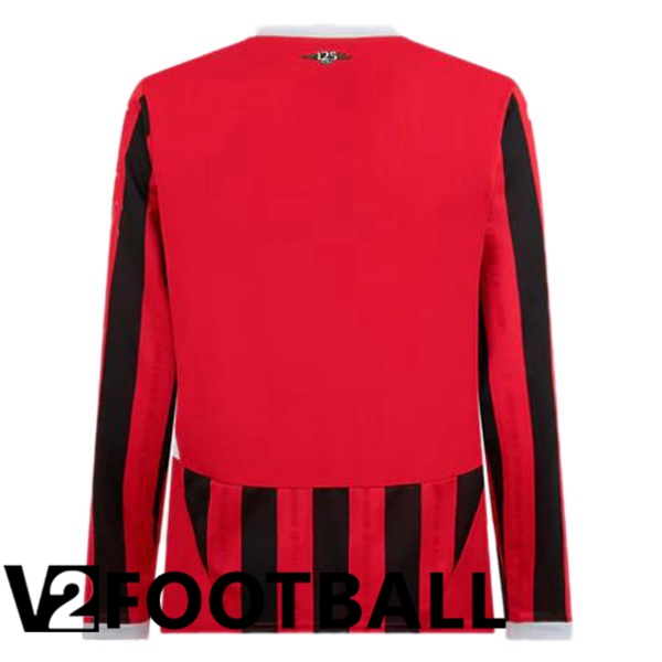 AC Milan Home Soccer Shirt Long sleeve Red Black 2024/2025
