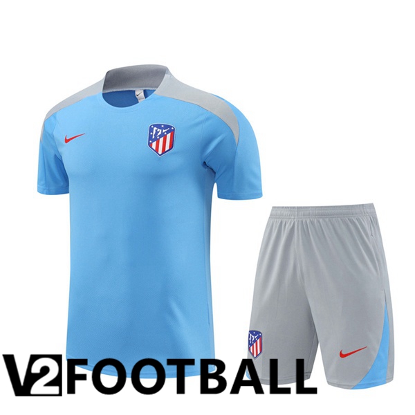 Atletico Madrid kit Training T Shirt + Shorts Blue 2024/2025