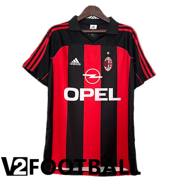 AC Milan Retro Home Soccer Shirt Black Red 2000-2002