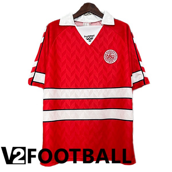 Denmark Retro Home Soccer Shirt Red 1988