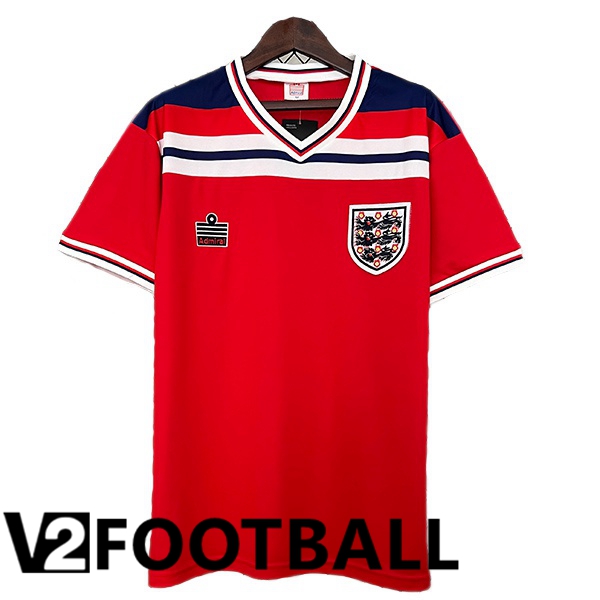 England Retro Away Soccer Shirt Red 1982