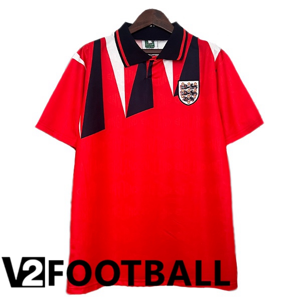 England Retro Away Soccer Shirt Red 1992