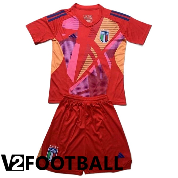 Italy Kids Goalkeeper Soccer Shirt Red 2024/2025