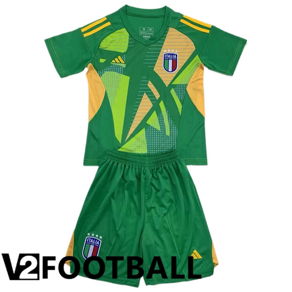 Italy Kids Goalkeeper Soccer Shirt Green 2024/2025
