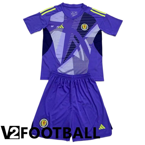 Scotland Kids Goalkeeper Soccer Shirt Purple UEFA Euro 2024