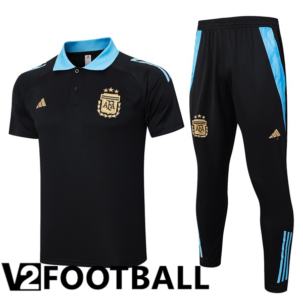 Argentina Soccer Polo + Training Pants Black 2024/2025