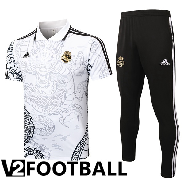 Real Madrid Soccer Polo + Training Pants White 2024/2025