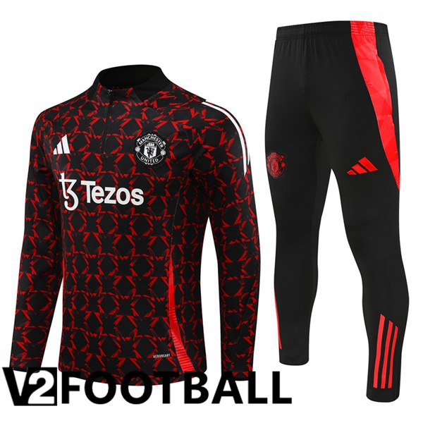 Manchester United kit Training Tracksuit Black Red 2024/2025