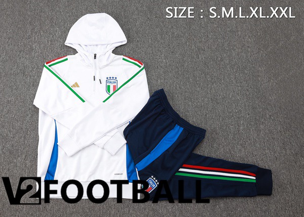 Italy Training Tracksuit Sweatshirt HoodieWhite 2024/2025