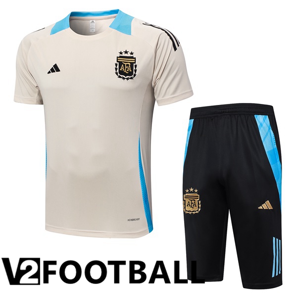 Argentina kit Training T Shirt + Shorts Yellow 2024/2025