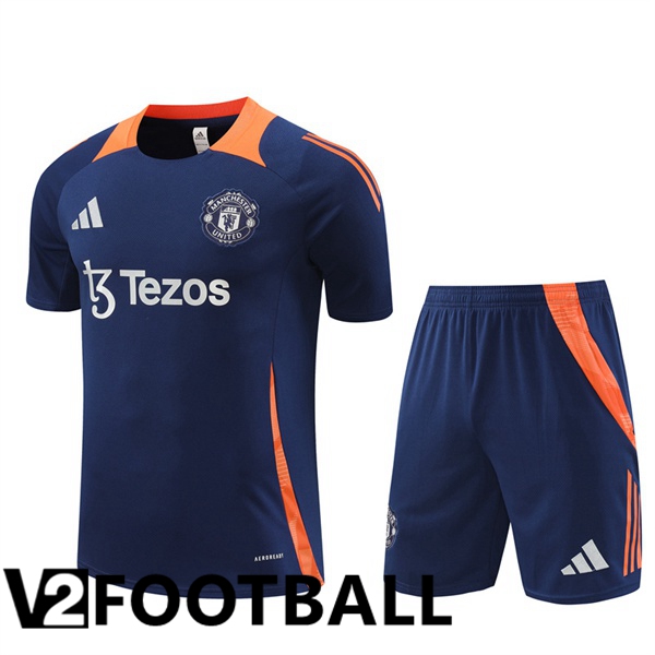 Manchester United kit Training T Shirt + Shorts Blue Royal 2024/2025