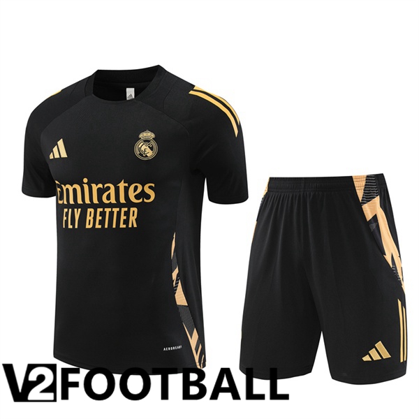 Real Madrid kit Training T Shirt + Shorts Black 2024/2025