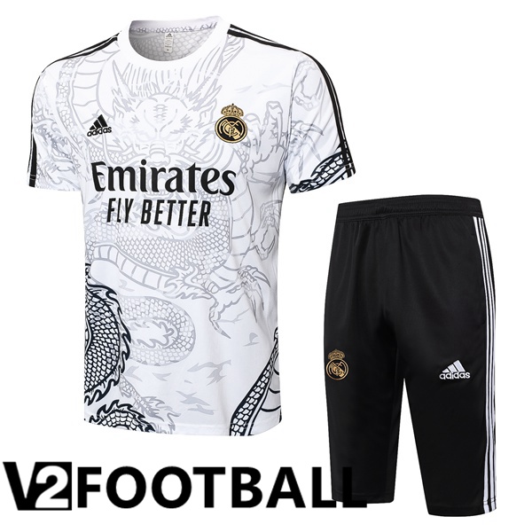 Real Madrid kit Training T Shirt + Shorts White 2024/2025